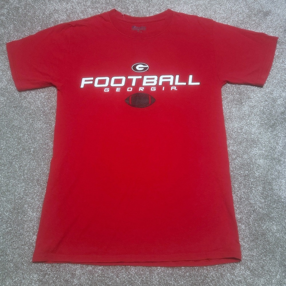 Champion Mens S Georgia Bulldogs Football Graphic Tee Red NCAA Fan Apparel